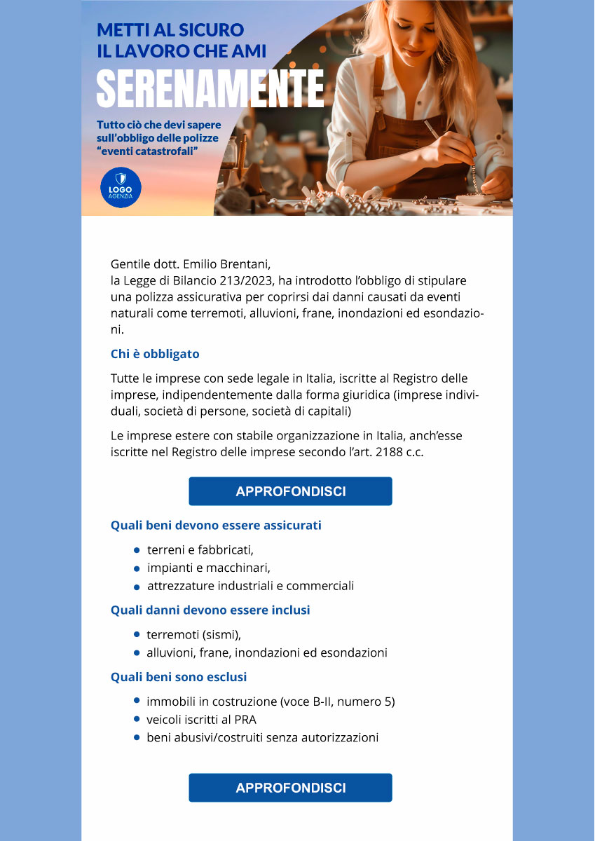 NewsLetter polizza catastrofi naturali
